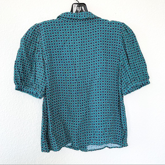 Zara Patterned Short Sleeve Button Down Blouse - Picture 2 of 5